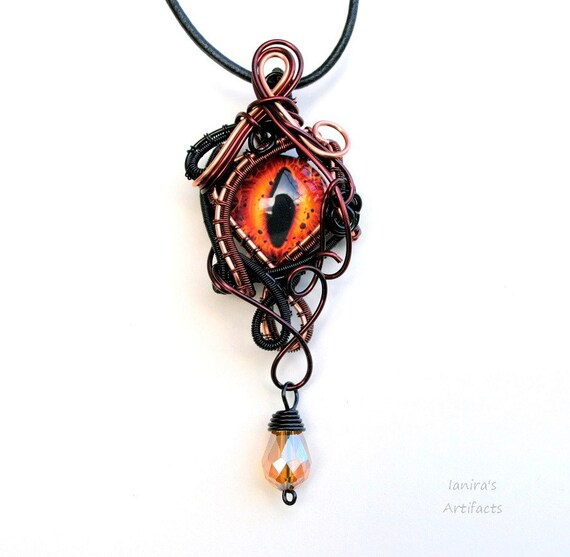 Dragon's eye wire wrapped pendant OOAK by Ianira on Etsy