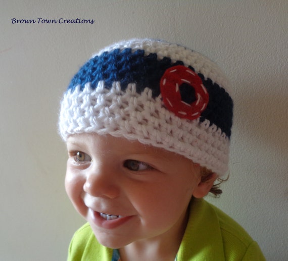 Personalized Baby Boy Beanie Crochet Baby Boy Hat Navy and