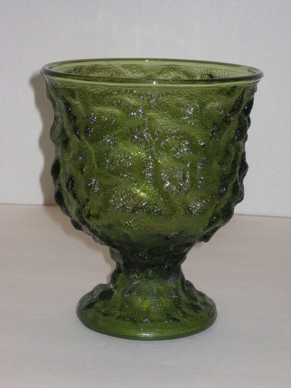 Vintage Urn Style Green Glass Vase Flower Vase