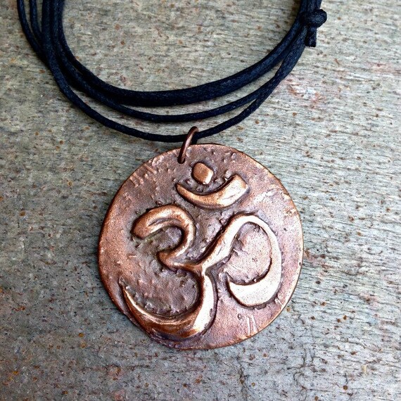 Mens Om Symbol Necklace Artisan Copper or Bronze Pendant