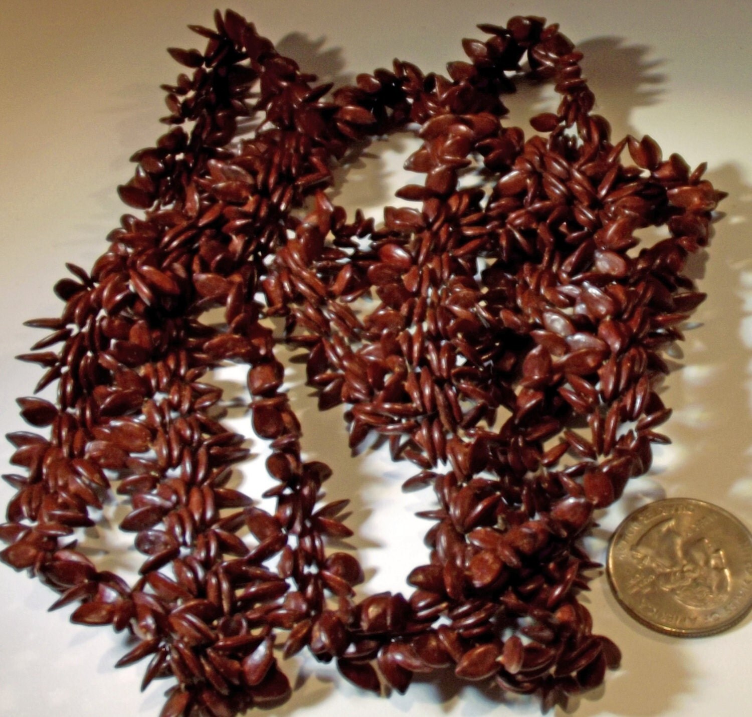 Necklace Hand Beaded Vintage Apple Seed by StoneForestJewels