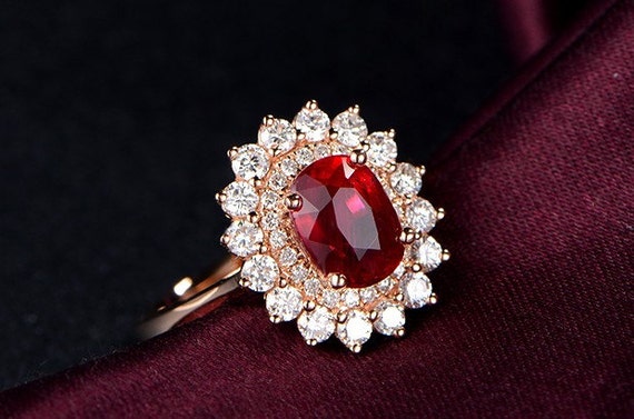 Engagement Ring 2 Carat Pigeon Blood Ruby by stevejewelry