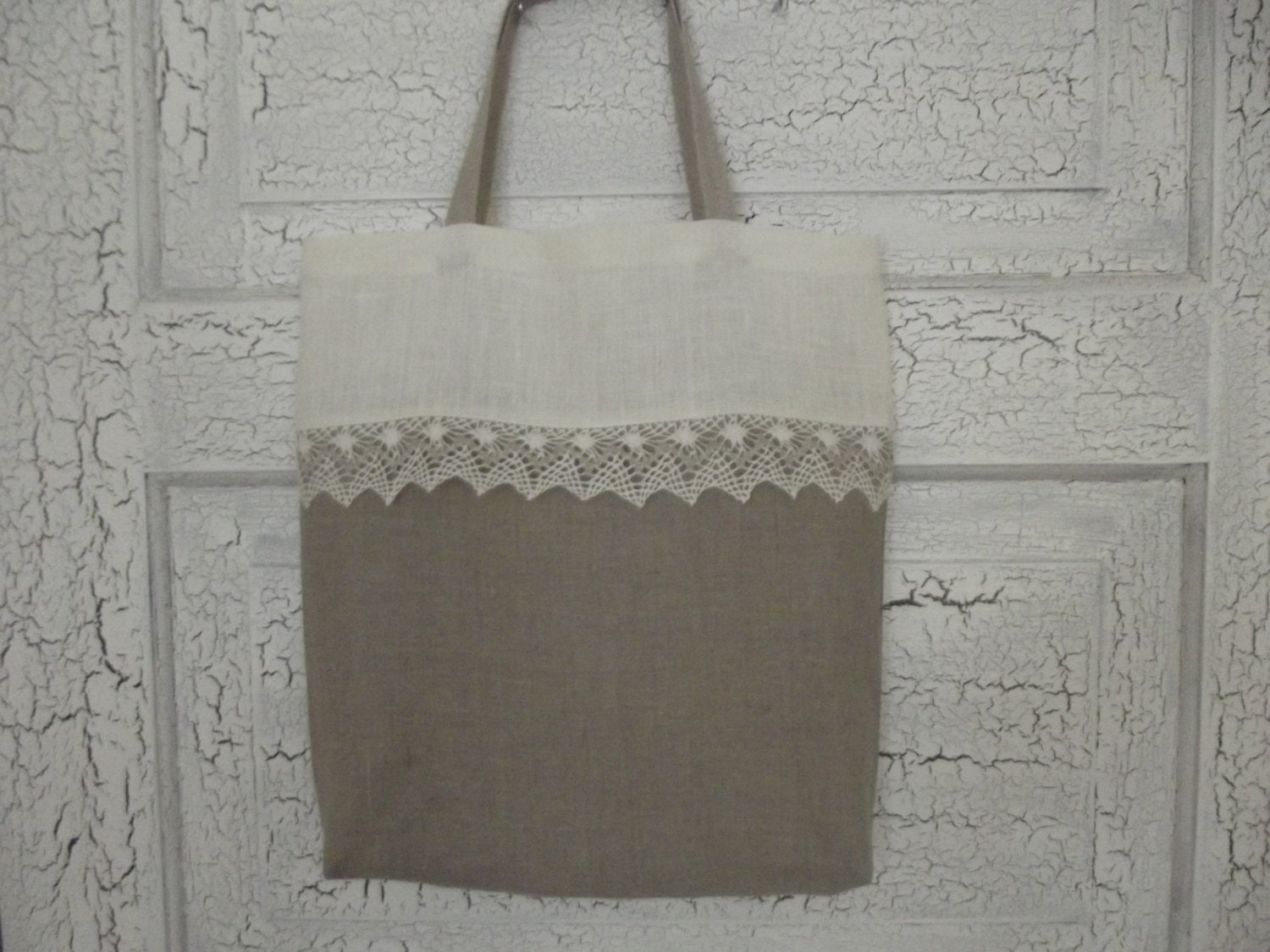 white linen tote bag