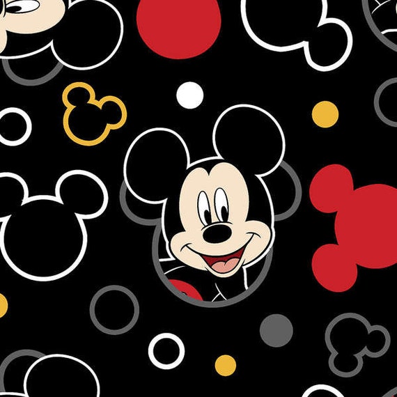 Disney Mickey Mouse Cotton Fabric Head Icon Toss On By Weiselect