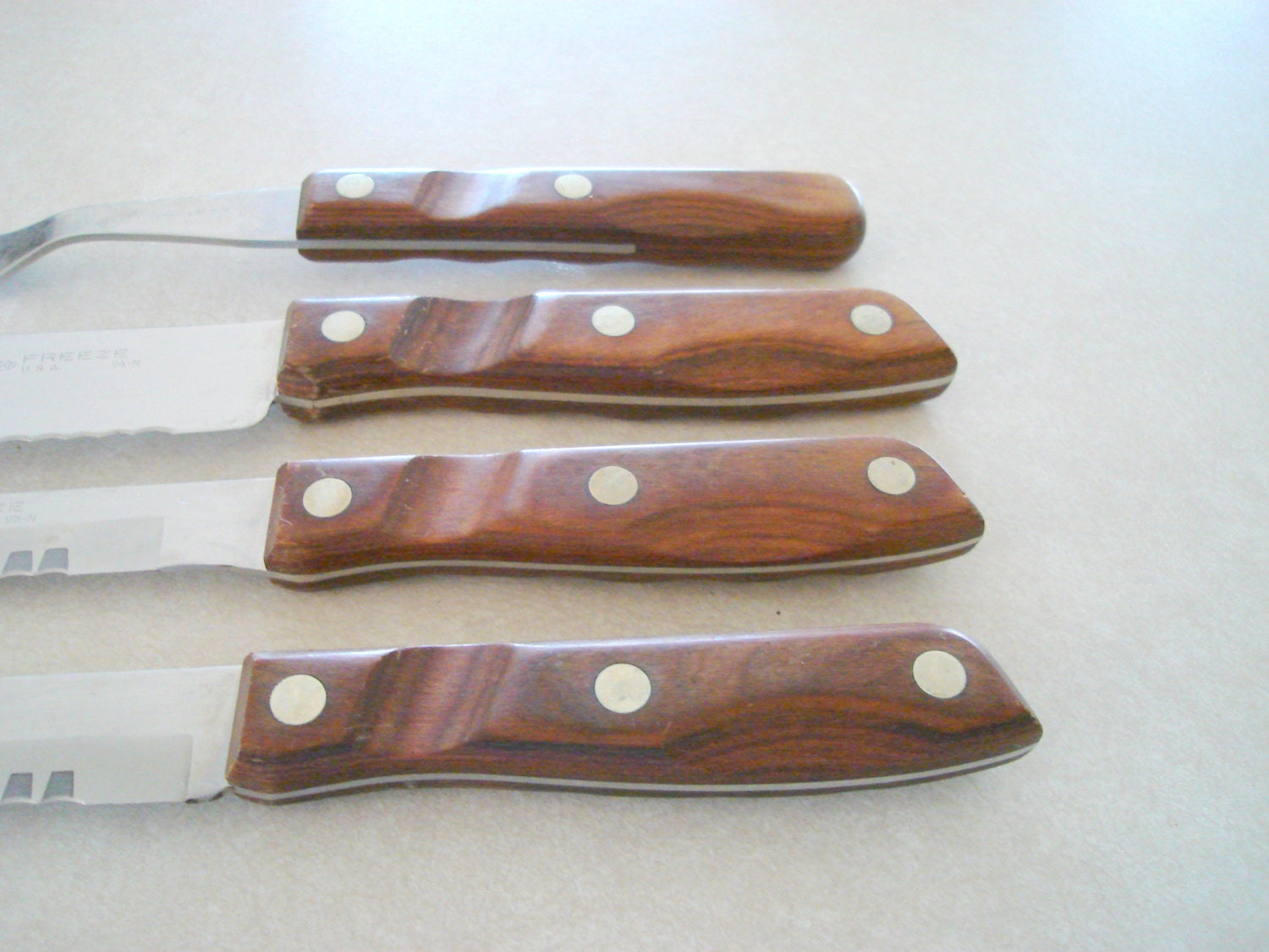 SALE Vintage 1960's Kitchen Set of 3 Zylco Knives & 1 Meat