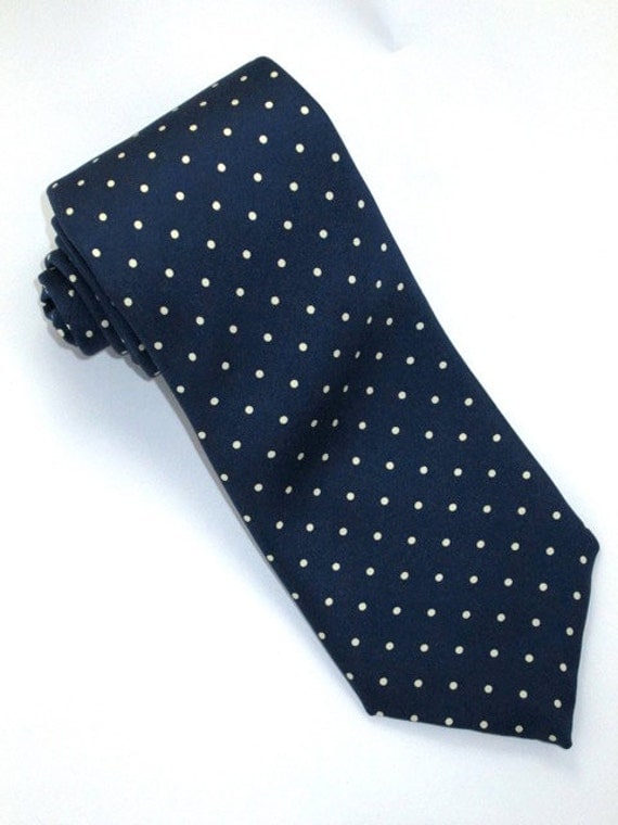 Men's SILK NECKTIE Winston CHURCHILL Classic Navy Cream