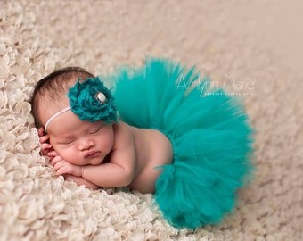 Teal tutu set, newborn tutu, newborn tutu set, baby tutu set, Baby tutu, tutu set, newborn photo prop, you pick color tutu, photo prop, baby