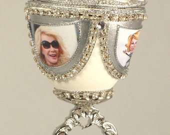 Decorated Goose Egg - A Salute to Joan Rivers - Faberge Style Egg - Jewelry Box