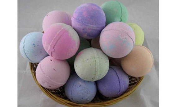 2 Bath Bombs - Black Raspberry Vanilla, Cherry Almond, Aloe,Crystal Blue Waters,Plumeria,Pear, Oatmeal Milk and Honey., Red Clover & Tea