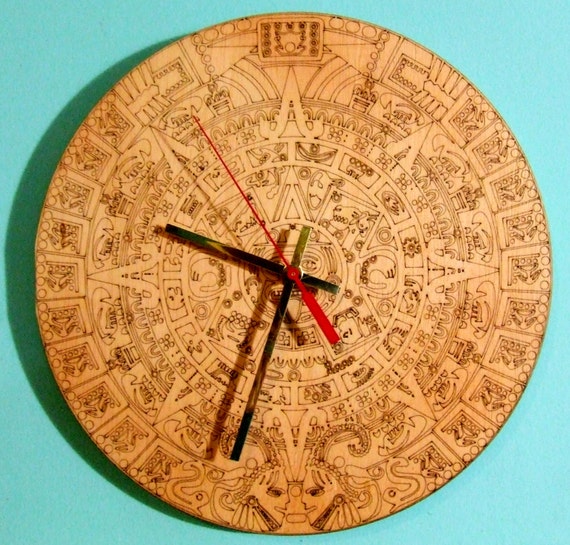 Mayan Calendar wooden wall clock.