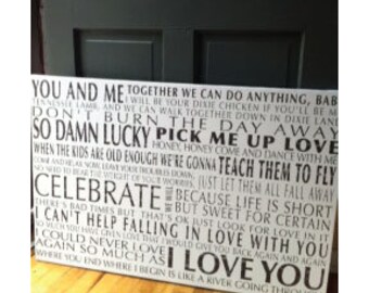 Dave Matthews Band song Lyrics on canvas, DMB, For the music lover, Choose your Colors, Ready to hang gallery wrapped canvas