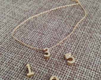 Number Necklace, numbers necklace, personalized number necklace, gold numbers, monogram necklace