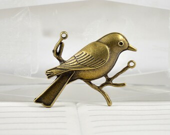 3 Charm Woodpecker Birds Bronze Plated Victorian Pendants Connections Beads ----- 36mmx 50mm ----- 3Pieces 2E
