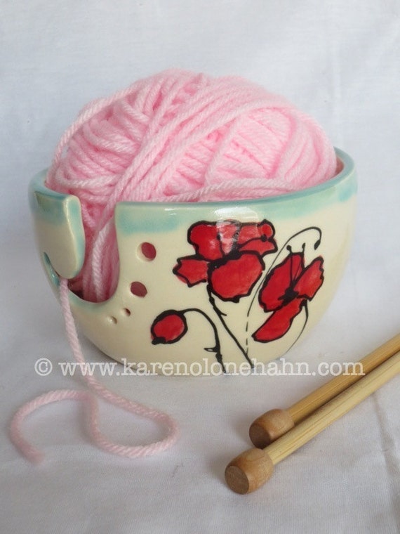 Ceramic Yarn Bowl Ceramic Yarn Holder Hand by RisingStarPottery1