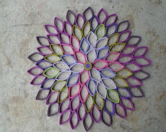 Dahlia wall hanging Purple paper wall art Paper flower