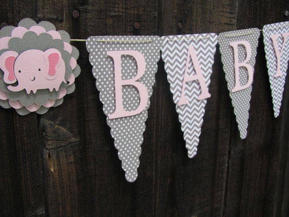 Pink and Grey Baby Shower Banner Baby Shower Decorations