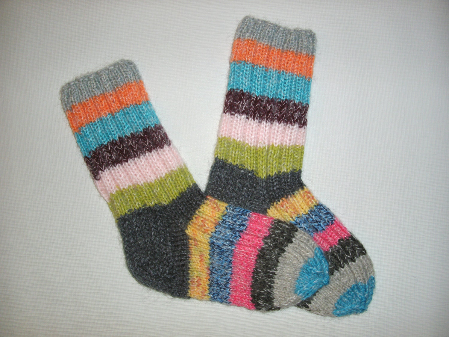 Hand Knit Wool Socks Colorful for Women Size SML