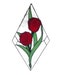 Red Tulip Flowers Stained Glass Panel Diamond Shape Floral Sun Catcher Garden Theme Window Hanger Modern Glass Art Kitchen Window Decor
