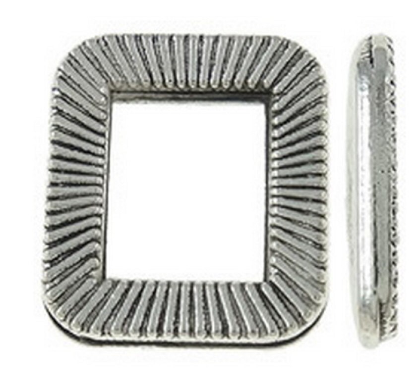 24pc antique silver finish 10x9mm patterned