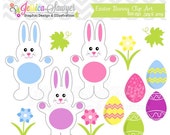 50% OFF - CLEARANCE, easter bunny clipart - easter clip art - spring graphic - commercial use - easter eggs image - flower art clip Il_170x135