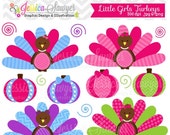50% OFF - INSTANT DOWNLOAD, little girls turkeys, thanksgiving turkey clipart, for commercial use, personal use, invites, cards, scrapbooki Il_170x135