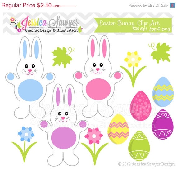 50% OFF - CLEARANCE, easter bunny clipart - easter clip art - spring graphic - commercial use - easter eggs image - flower art clip Il_570xn
