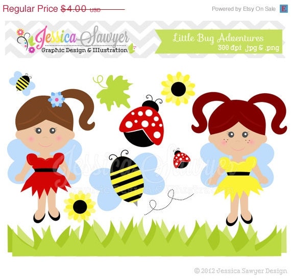 50% OFF - INSTANT DOWNLOAD, bee clip art, lady bug clipart, spring design, for commercial use invitations, annoucements Il_570xn