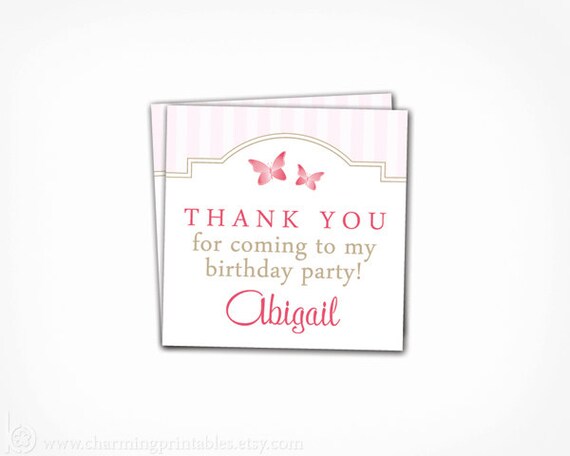 Butterfly Tags - Printable File Garden Party Labels - Butterfly Flower Thank You Card - Garden Party Collection Il_570xn