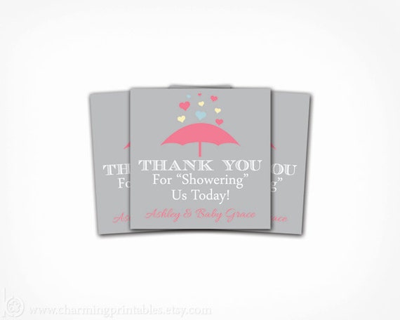 Rain Shower Baby Shower Tags - Baby Girl - PRINTABLE Thank You - DIY Digital File - Baby Shower Favor Tags - Rain Shower Collection Il_570xn