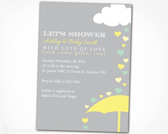 Baby Shower Invitation - PRINTABLE PDF File - Rain Shower Baby Shower ...
