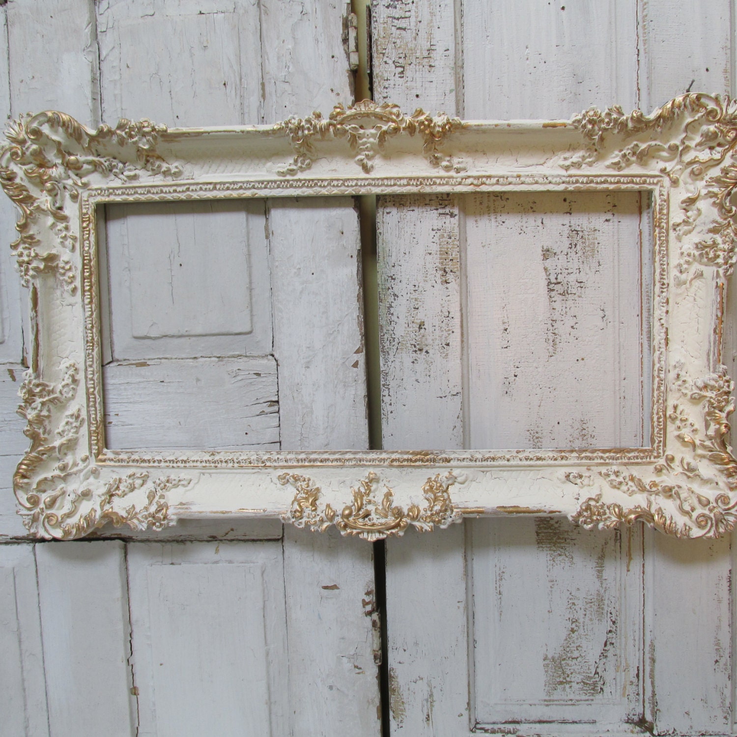 White ivory gold painted picture frames shabby chic ornate