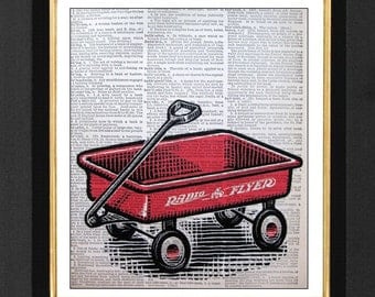 Radio Flyer Wagon, Children Red Radio Flyer, Children Room Art, Wagon Art Print, Prints of Wagons, Childrens Room Decor, Red Color Decor
