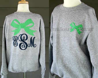 Girls Monogrammed Sweatshirt, Girls Jumbo Monogrammed Sweatshirt, Monogrammed Sweatshirt, Glitter Monogram Sweatshirt, Bow Monogram