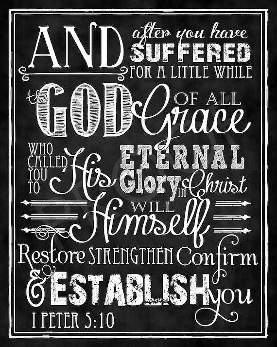 Scripture Art I Peter 5:10 NET Chalkboard Style