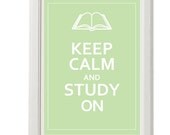 Keep calm and study on, custom color poster,  8''x10'', free shipping, songs, gift under 20