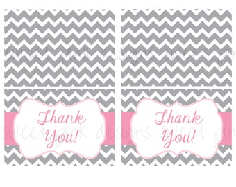 Grey Chevron Thank You Cards