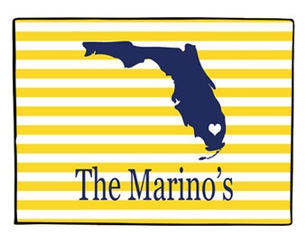 Personalized Florida Doormat Custom State Door Mat Welcome Mat Indoor Outdoor Floor Rug Choose Colors All States Available