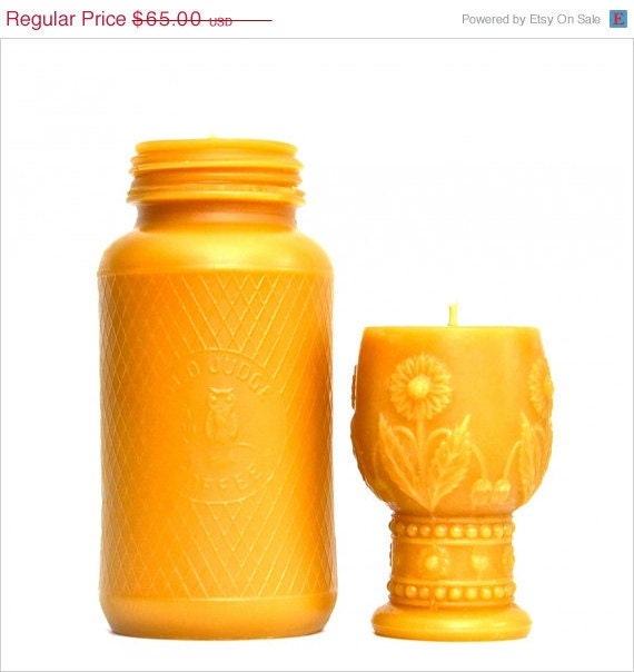 ON SALE Beeswax Candles Owl and Daisy Set by freshpastrystand