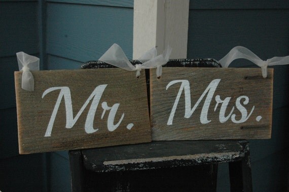 Mr and Mrs wedding signs by AllMyGoodness on Etsy