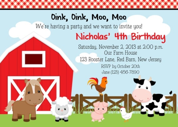 Farm Animals Party Invitations 9