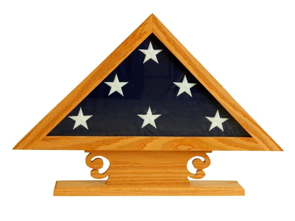 5 x 9 Burial Flag Solid Wood Flag Case with Stand