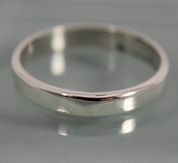 Items similar to Flat 3mm Wide Rounded Edges Stacking Band Wedding Ring ...