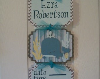 Boy Hospital Door Banner - Baby Whale Door Banner - Boy Baby Whale Shower Sign- 3 cards