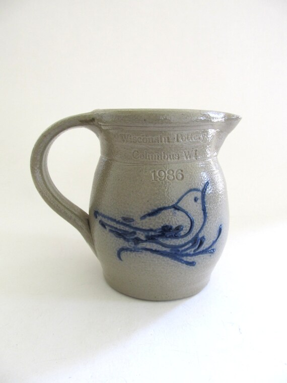 1986 Columbus Wisconsin Pottery Jug Pitcher by FromSomeonesAttic