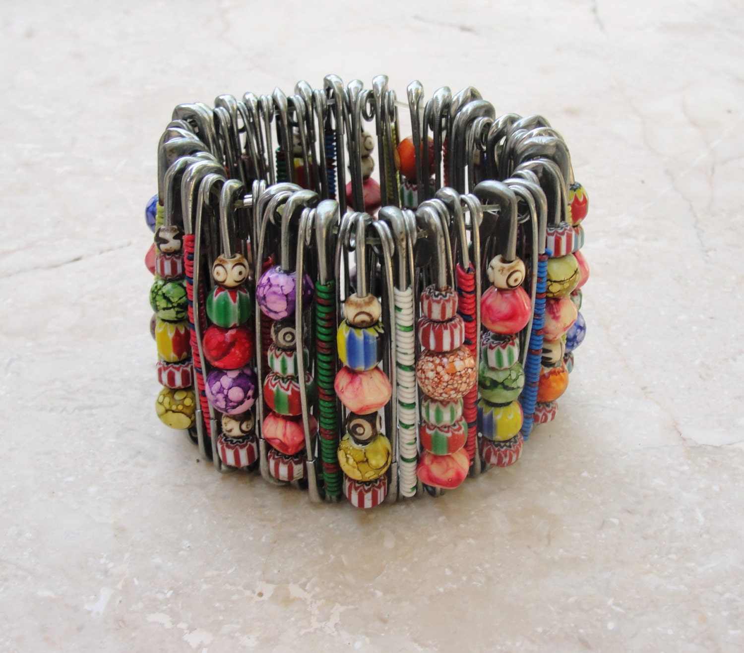Safety pin Bracelet Multicolored Safety Pin Cuff