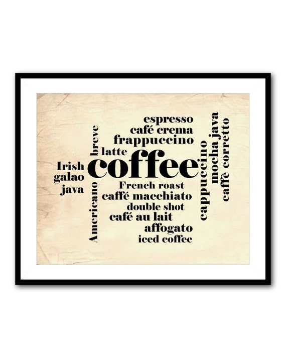 Coffee Words Coffee Terms Coffee Names by SusanNewberryDesigns