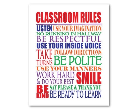 Items similar to Back to school - Classroom Rules - Wall Art ...