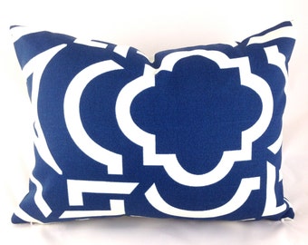 Outdoor Lumbar Pillow Cover ANY SIZE Decorative Pillow Cover Navy Pillow Richloom Outdoor Carmody Navy Blue