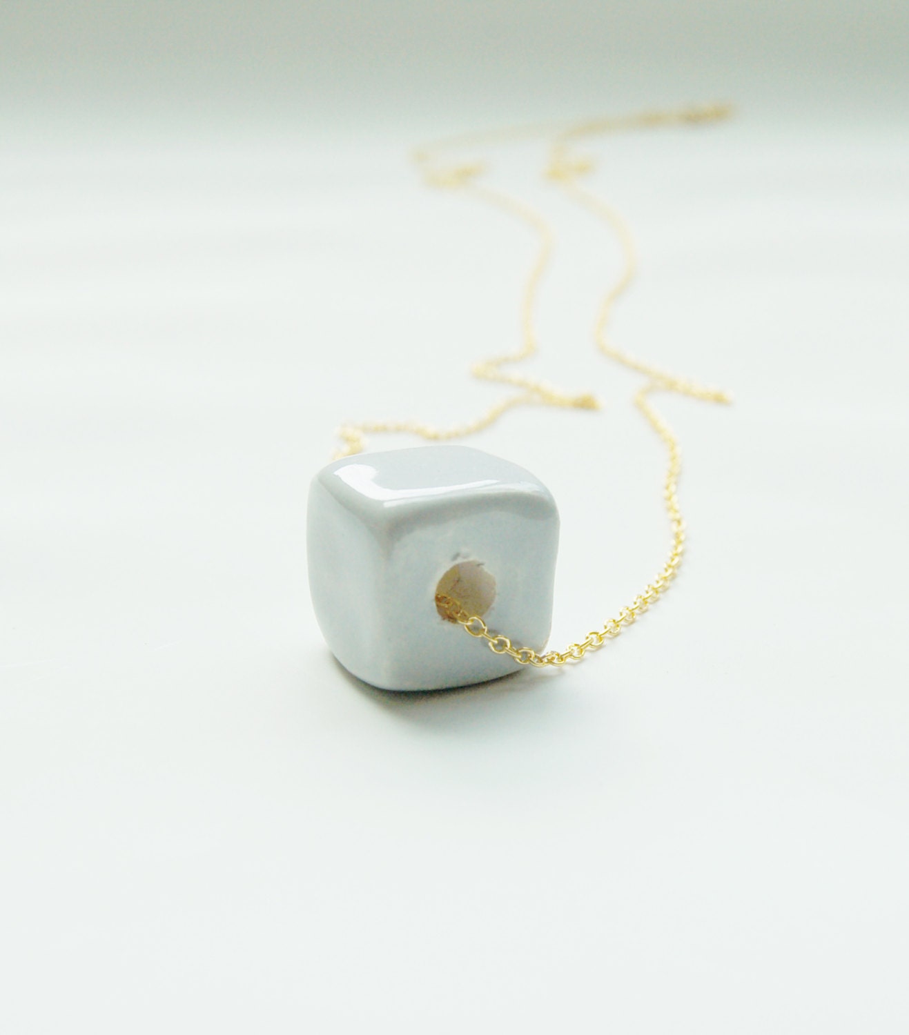 Ceramic Cube Necklace Ceramic Jewelry by MapleandMauve on Etsy