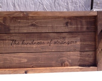 Wood serving tray with handles, The Kindness of Strangers, wood burned tray, rustic serving tray
